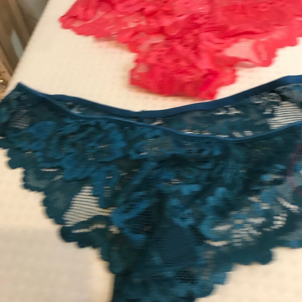 6 PAIR WOMENS LACED LOW RISE PANTIES SEMI SHEER NYLON BLEND SIZE XL [12] NEW - Picture 3 of 9